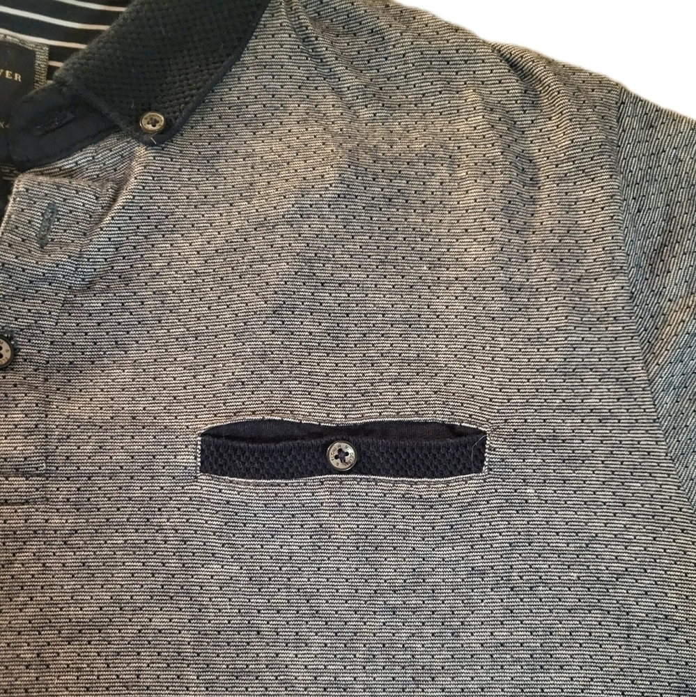Denim & Flower / Men's Front Pocket Polo Shirt / M / Gray - Picture 2 of 7